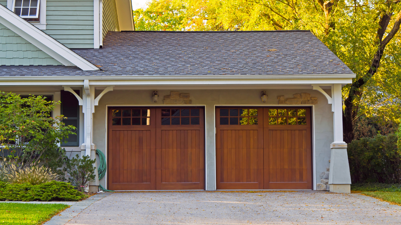 Beautiful Garage With Wooden Doors