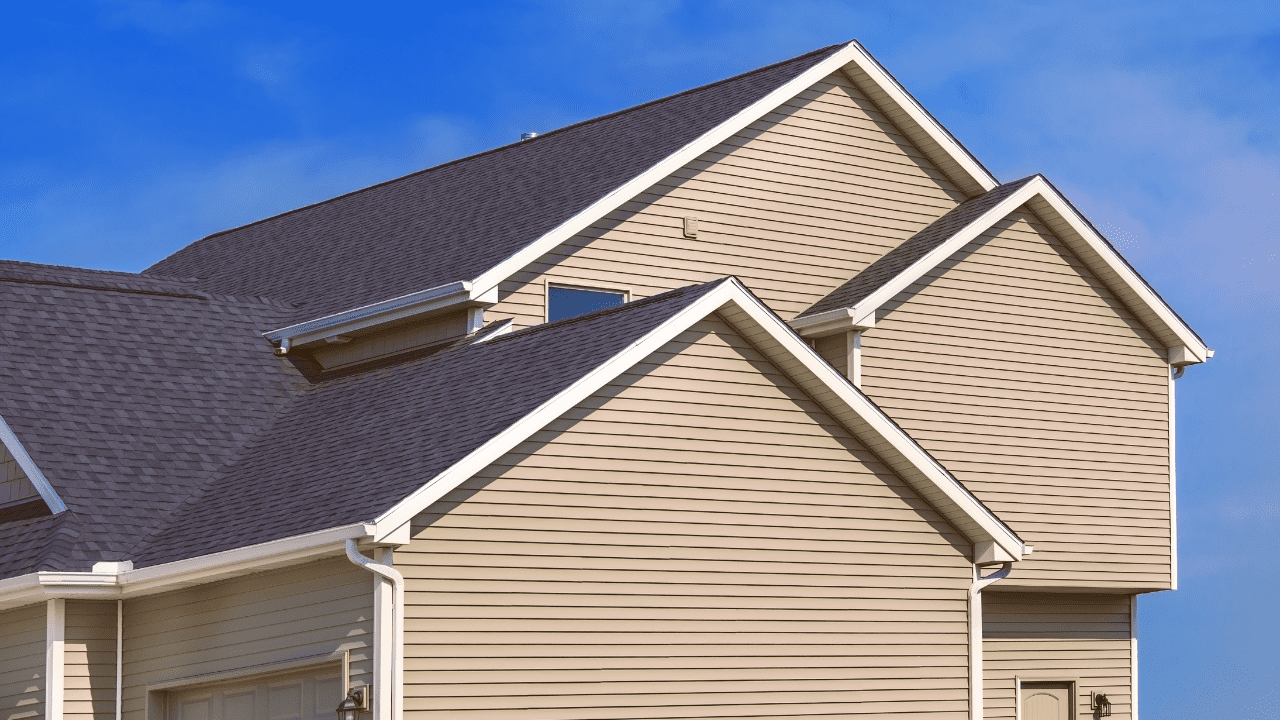 House with tan siding.